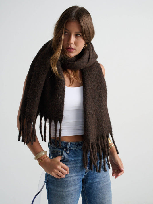 Betty Wool Brown Fluffy Scarf