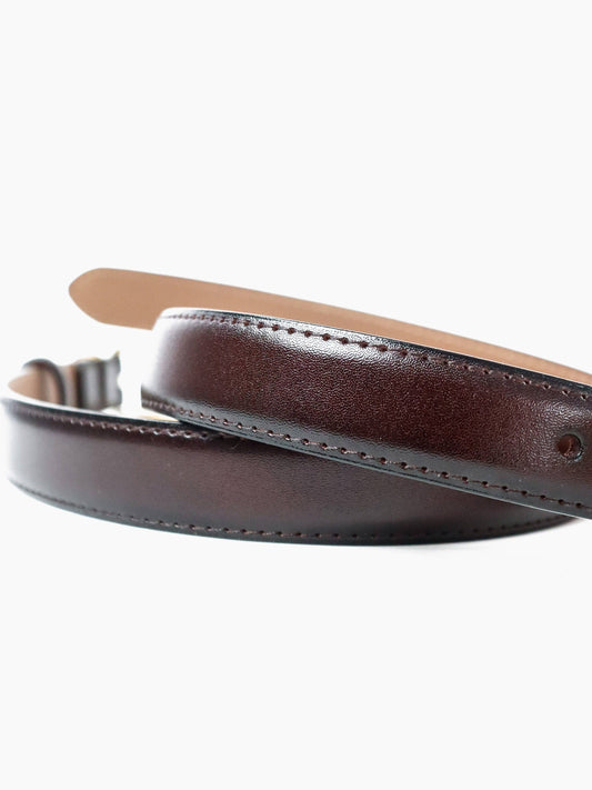 Greta Thin Genuine Leather Belt In Brown
