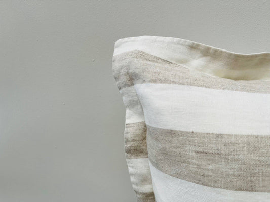 Linen Cushion - Natural Wide Stripe