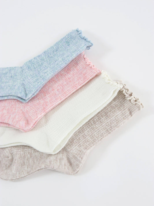Hommy Frill Wool Crew Socks in Blue