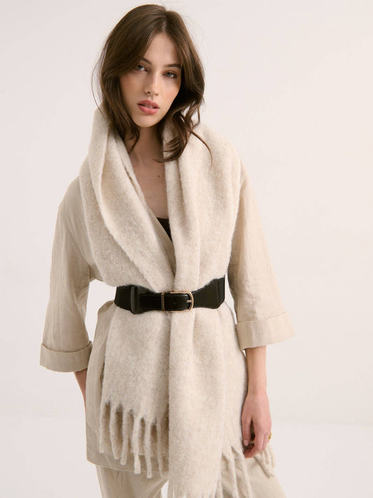Hampton Oatmeal Fluffy Scarf