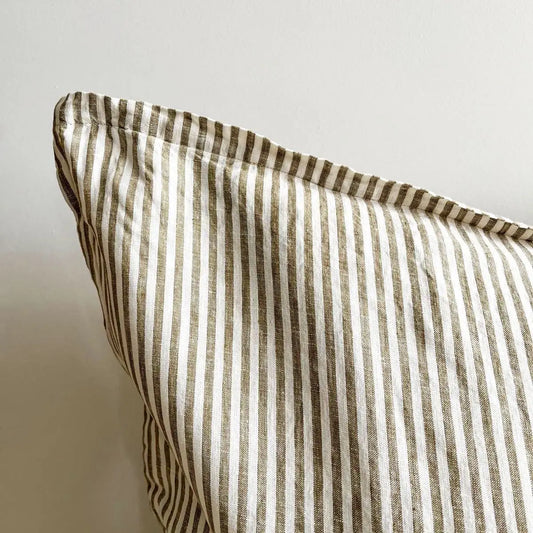 Linen Euro - Olive Pinstripe