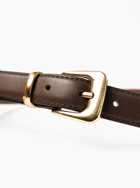 Greta Thin Genuine Leather Belt In Taupe
