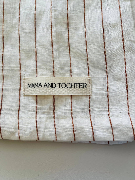 Linen Tea Towel - Toffee Pinstripes