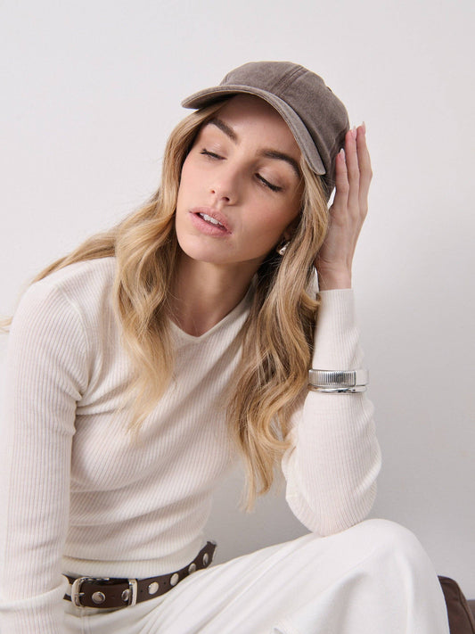 Christina Cotton Baseball Cap in Brown