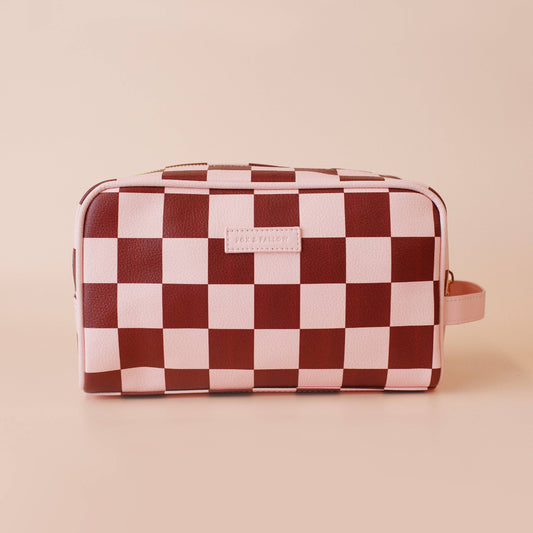 Cherry Check Wash Bag