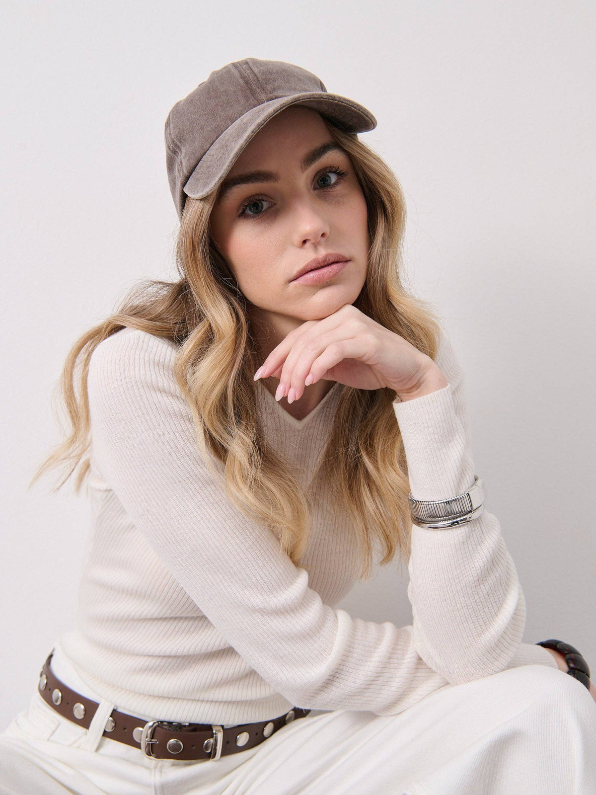 Christina Cotton Baseball Cap in Brown
