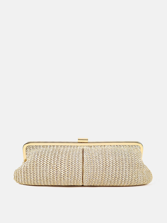 Bianca Straw Clutch Bag in Beige
