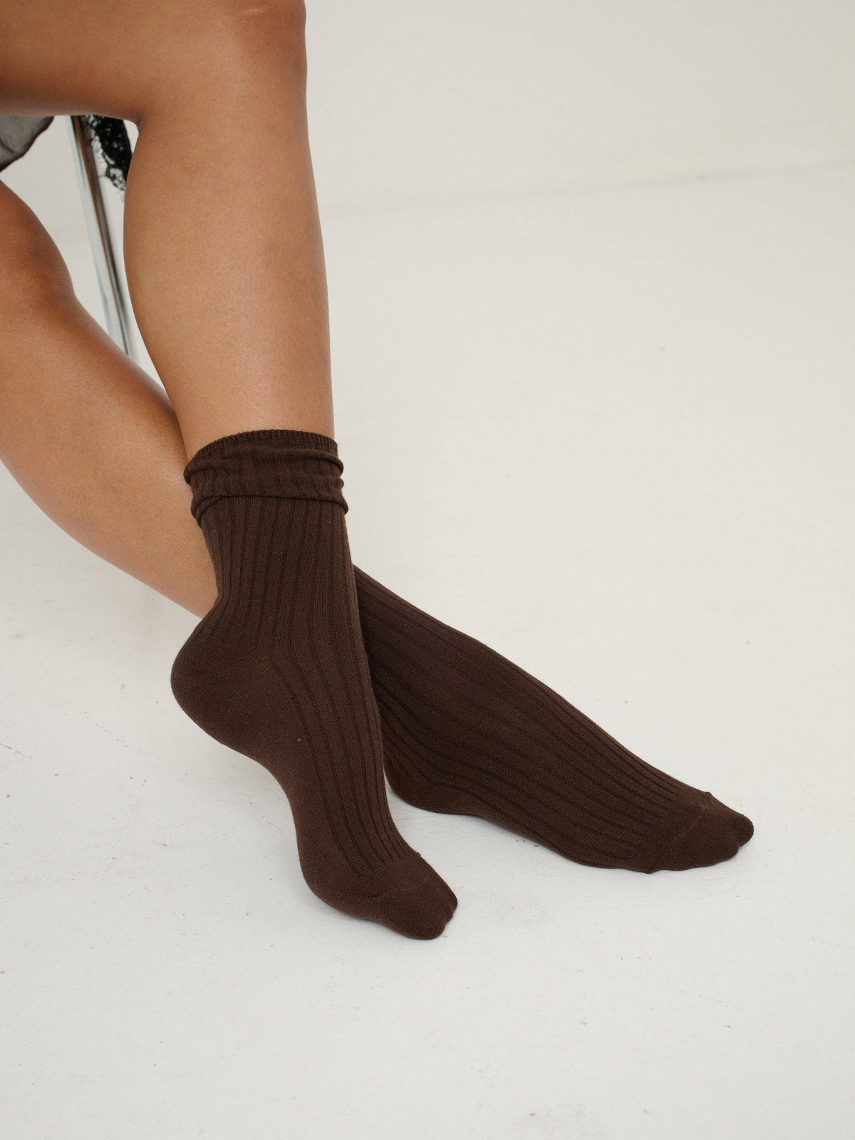 Chloe Everyday Ribbed Socks in Brown