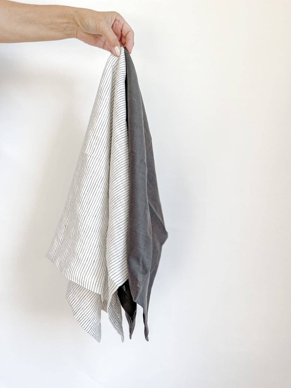 French Linen Tea Towel - Pinstripe