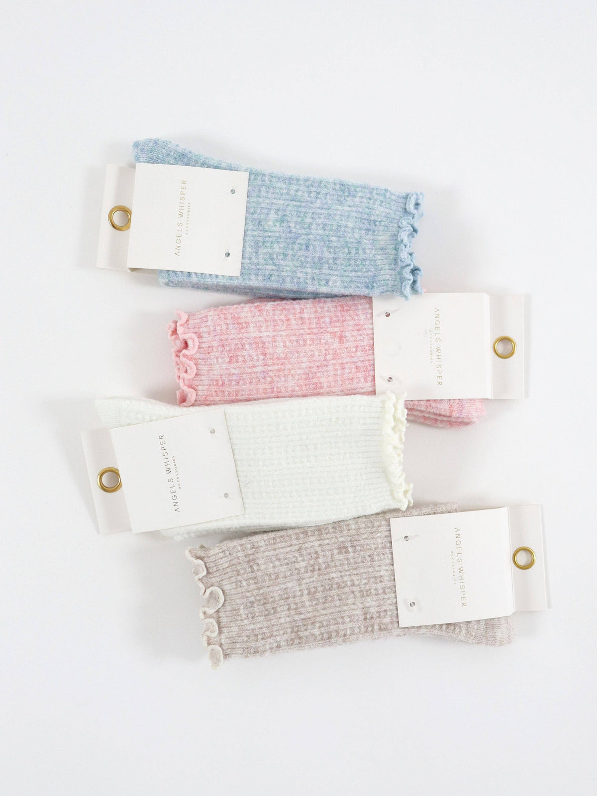 Hommy Frill Wool Crew Socks in Blue
