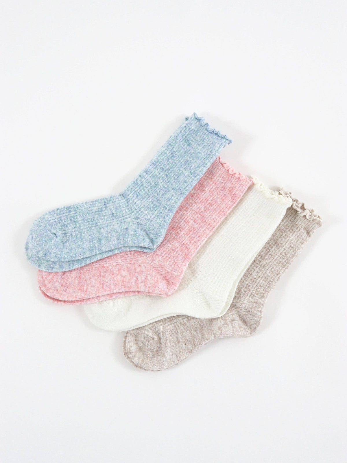 Hommy Frill Wool Crew Socks in Blue