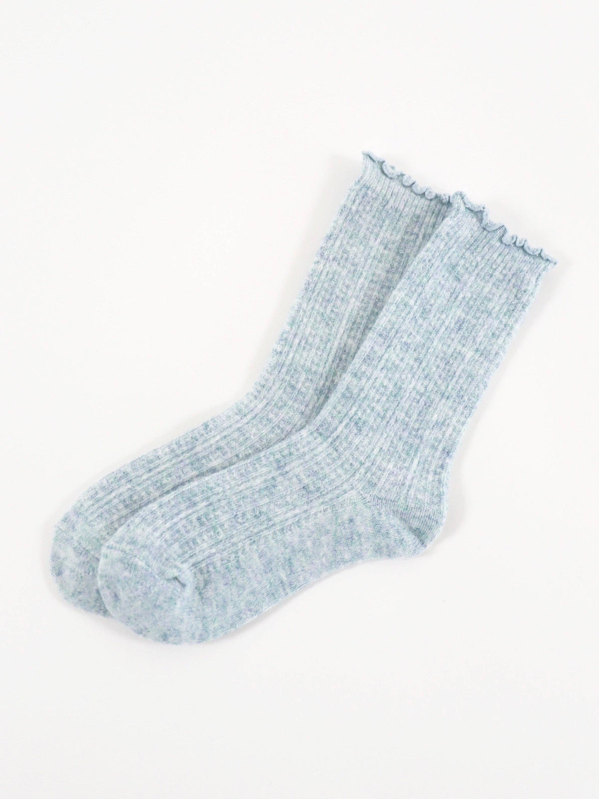 Hommy Frill Wool Crew Socks in Blue