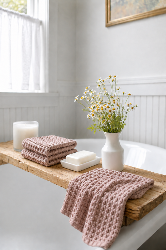 Waffle Tea/Hand Towel - Dusty Pink