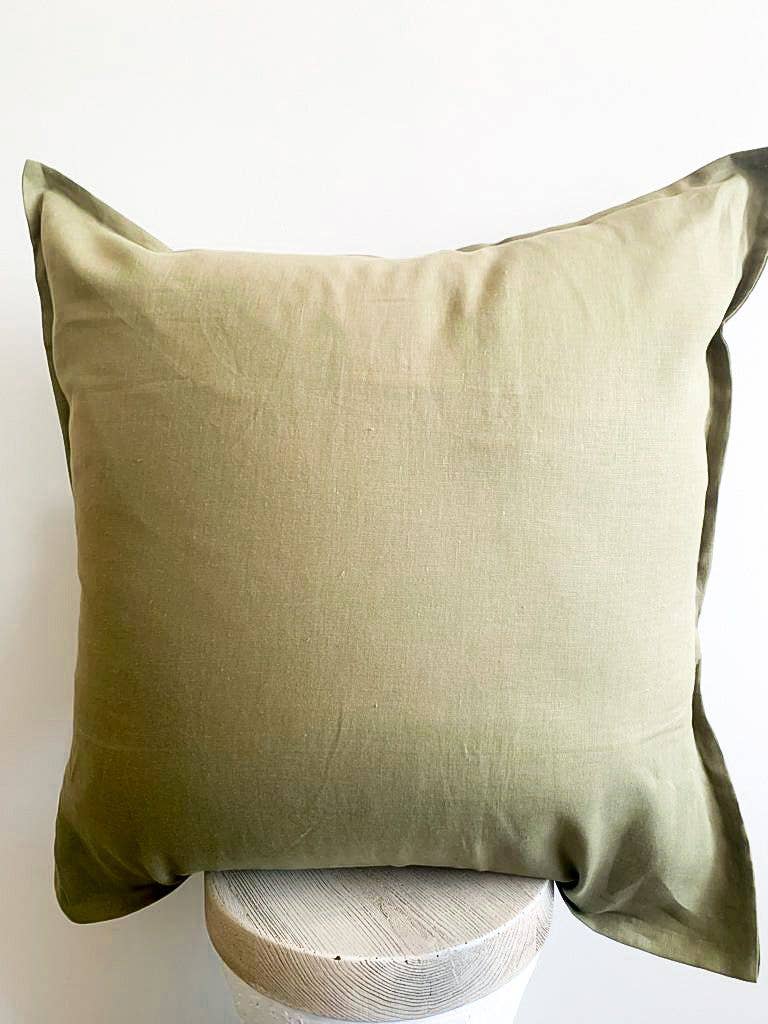 Linen Euro Cushion - Olive