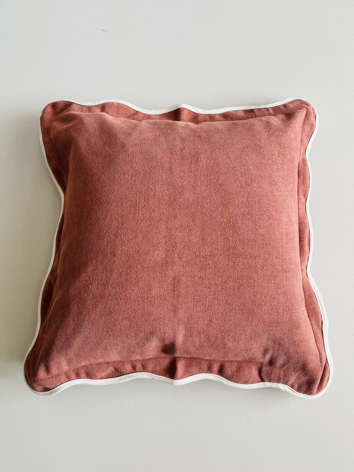 Velveteen Piped Scallop Edge Cushion - Desert Rose