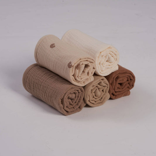 Organic Muslin Burp Cloths - Dusty Dunes 5 Pack