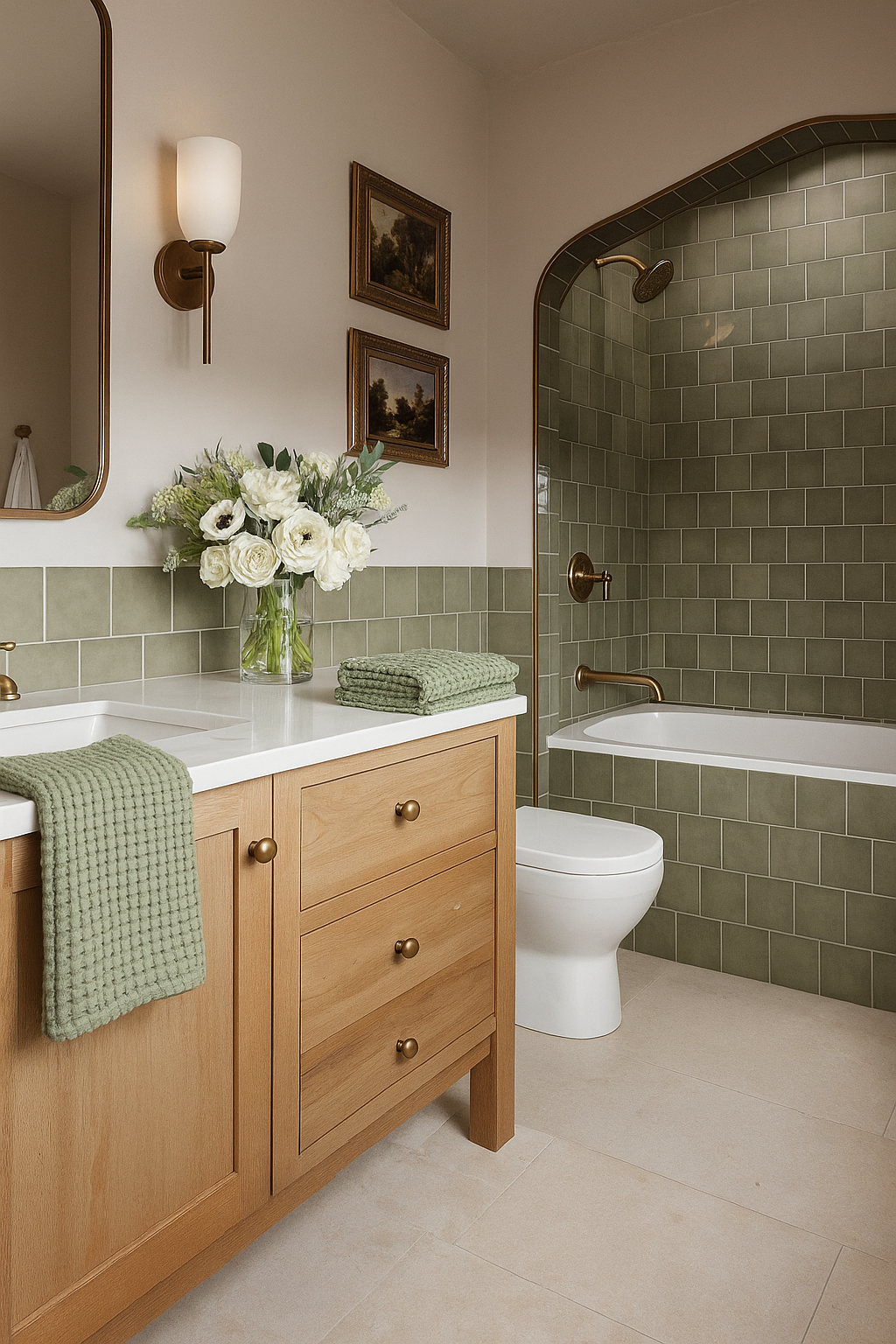 Waffle Tea/Hand Towel - Light Olive