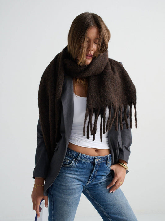 Betty Wool Brown Fluffy Scarf