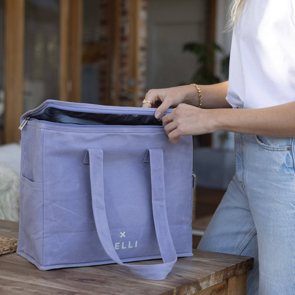 Chill Homie Waxed Canvas Large Cooler Bag - Violet