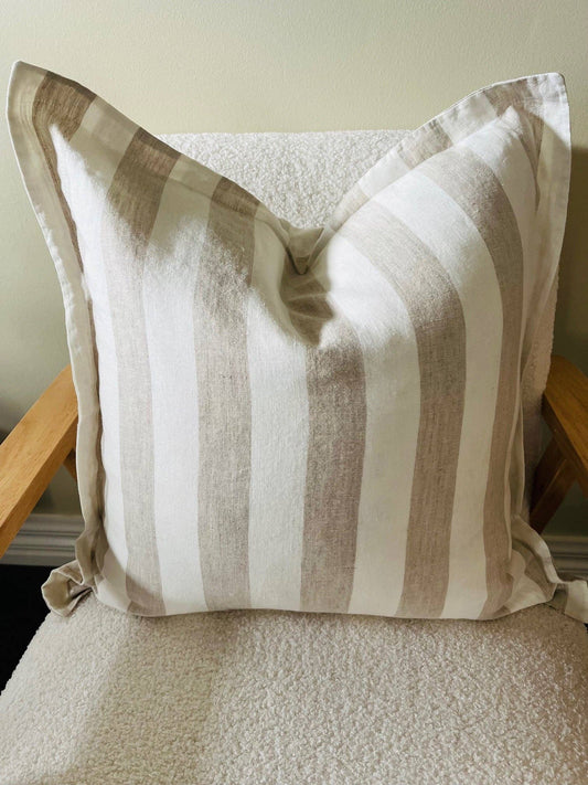 Linen Cushion - Natural Wide Stripe