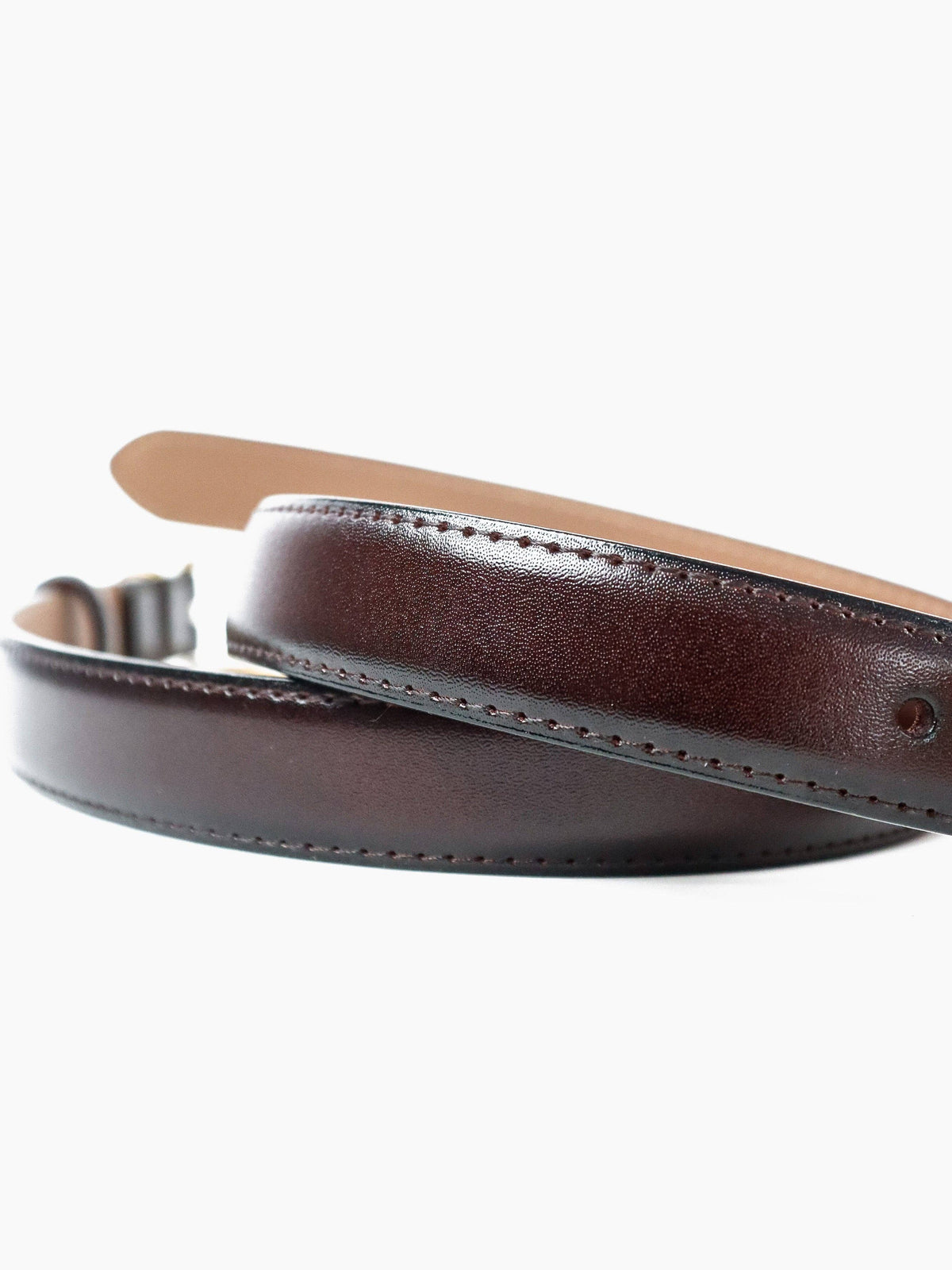 Greta Thin Genuine Leather Belt In Brown