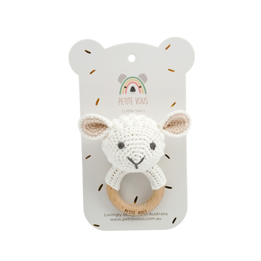 Petite Vous Crochet Ring Rattle - Lulu the Lamb