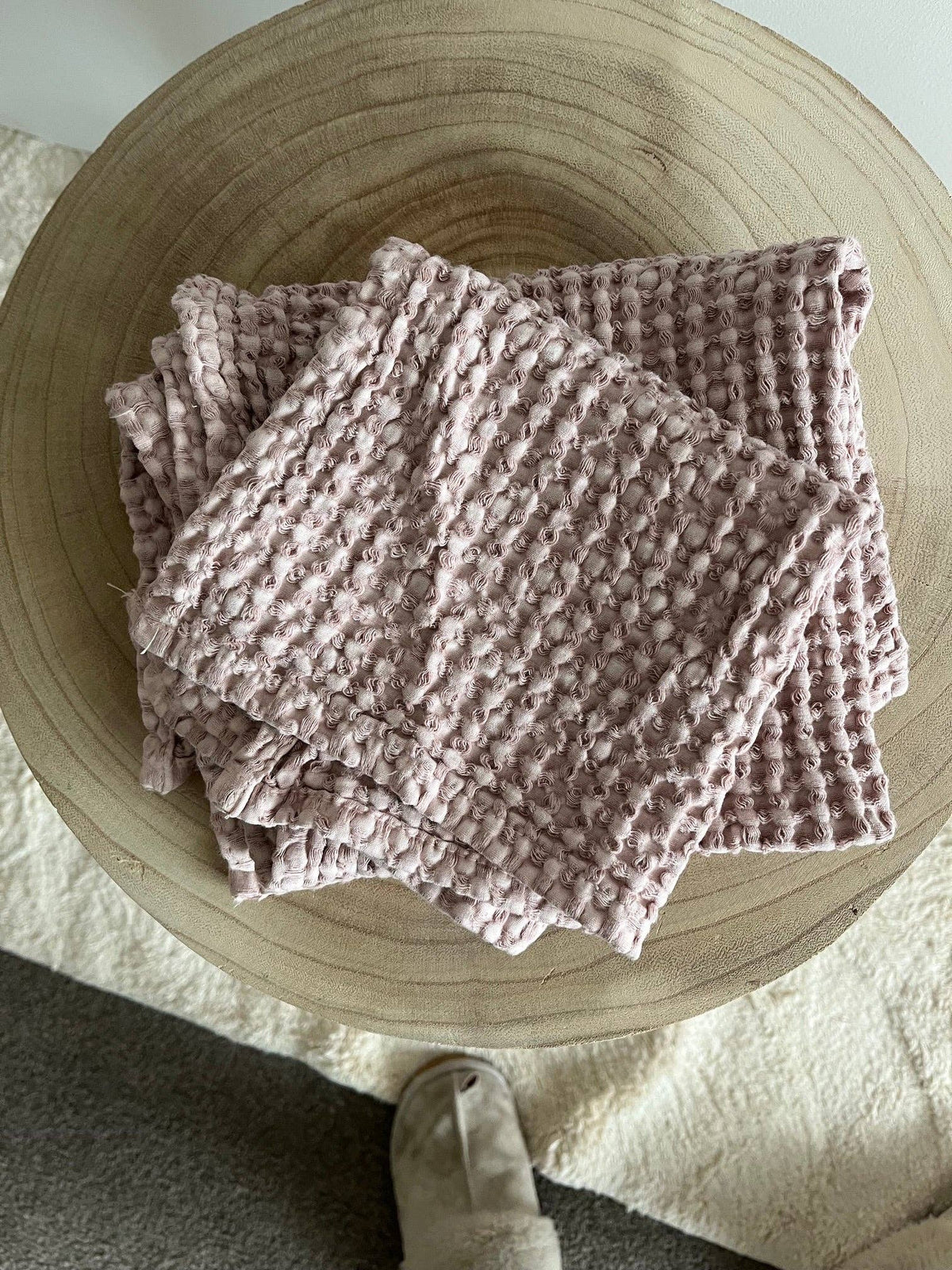 Waffle Tea/Hand Towel - Dusty Pink