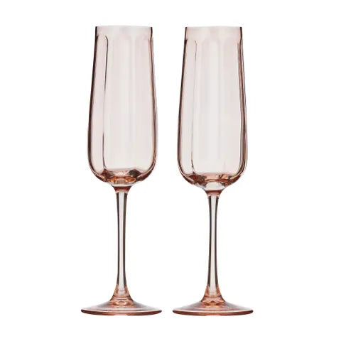 Studio Glass Flute Set Peach