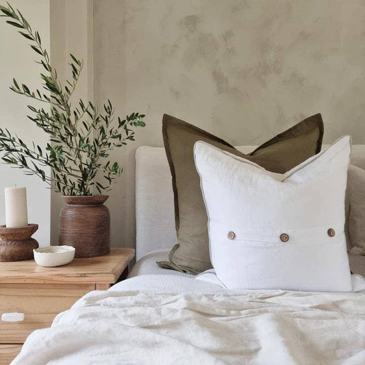 Linen Euro Cushion - Olive
