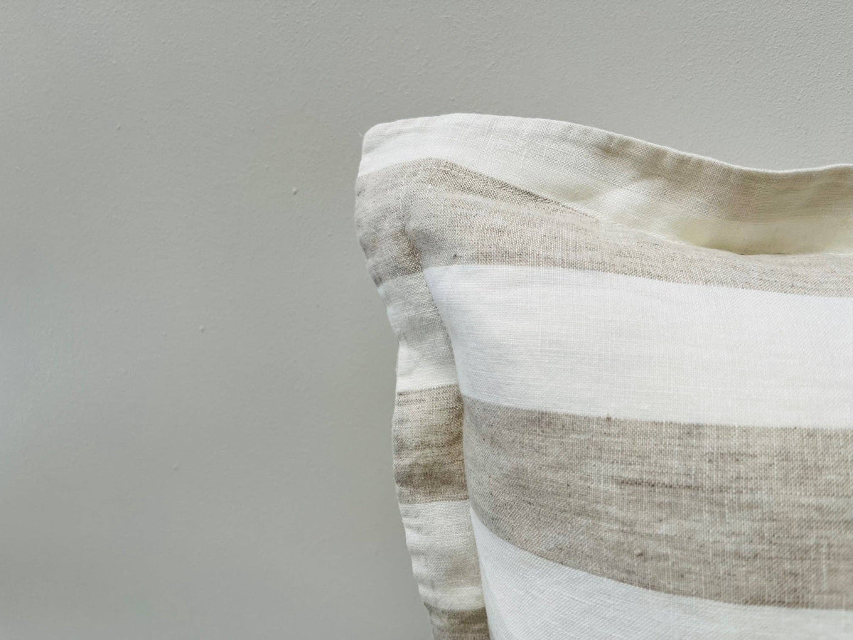 Linen Cushion - Natural Wide Stripe