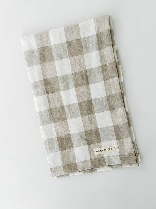 Linen Tea Towel - Natural Gingham