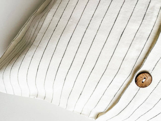 Pure Linen Cushion - Olive Stripe