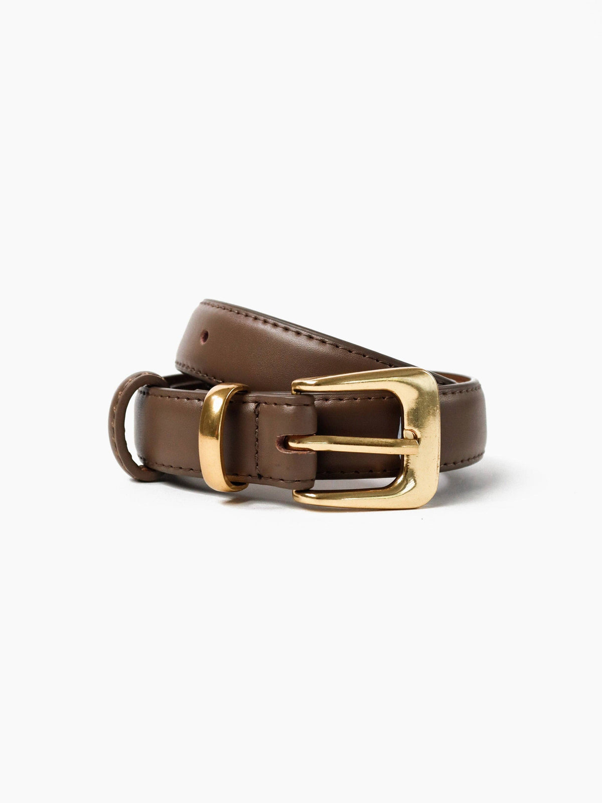 Greta Thin Genuine Leather Belt In Taupe