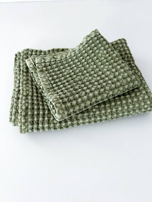 Waffle Tea/Hand Towel - Light Olive