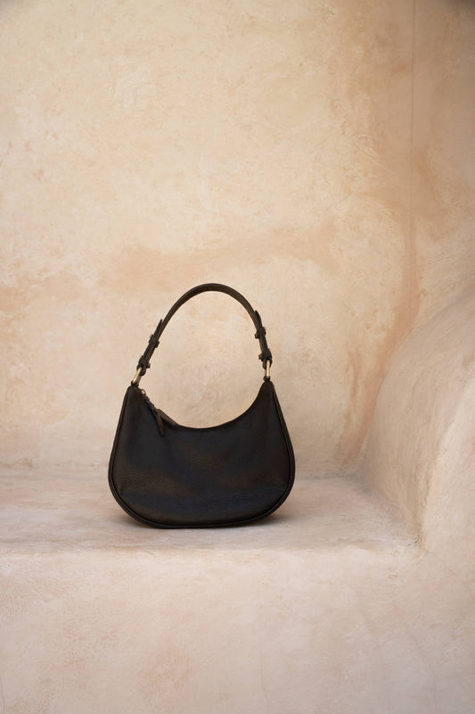 Clara Mini Shoulder Bag in Textured Noir