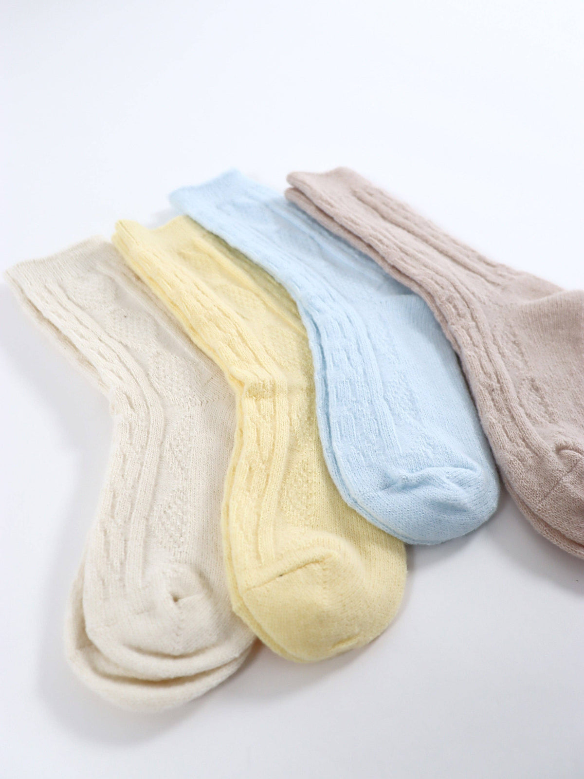 Fisherman Wool Crew Socks in Cream