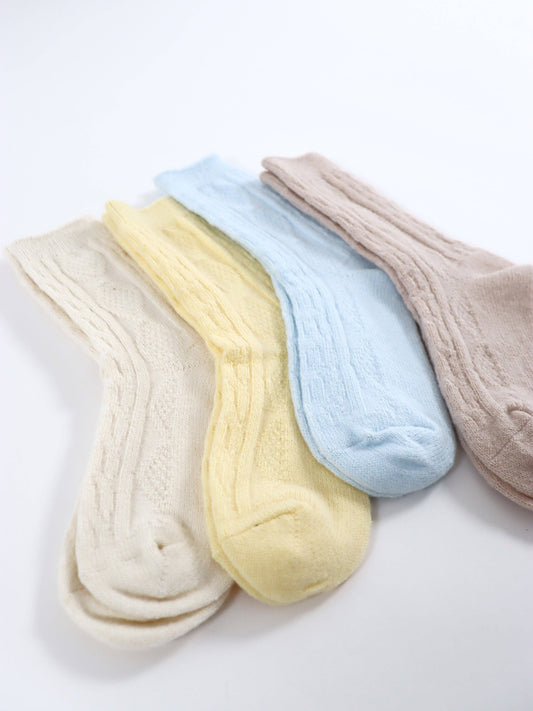 Fisherman Wool Crew Socks in Cream