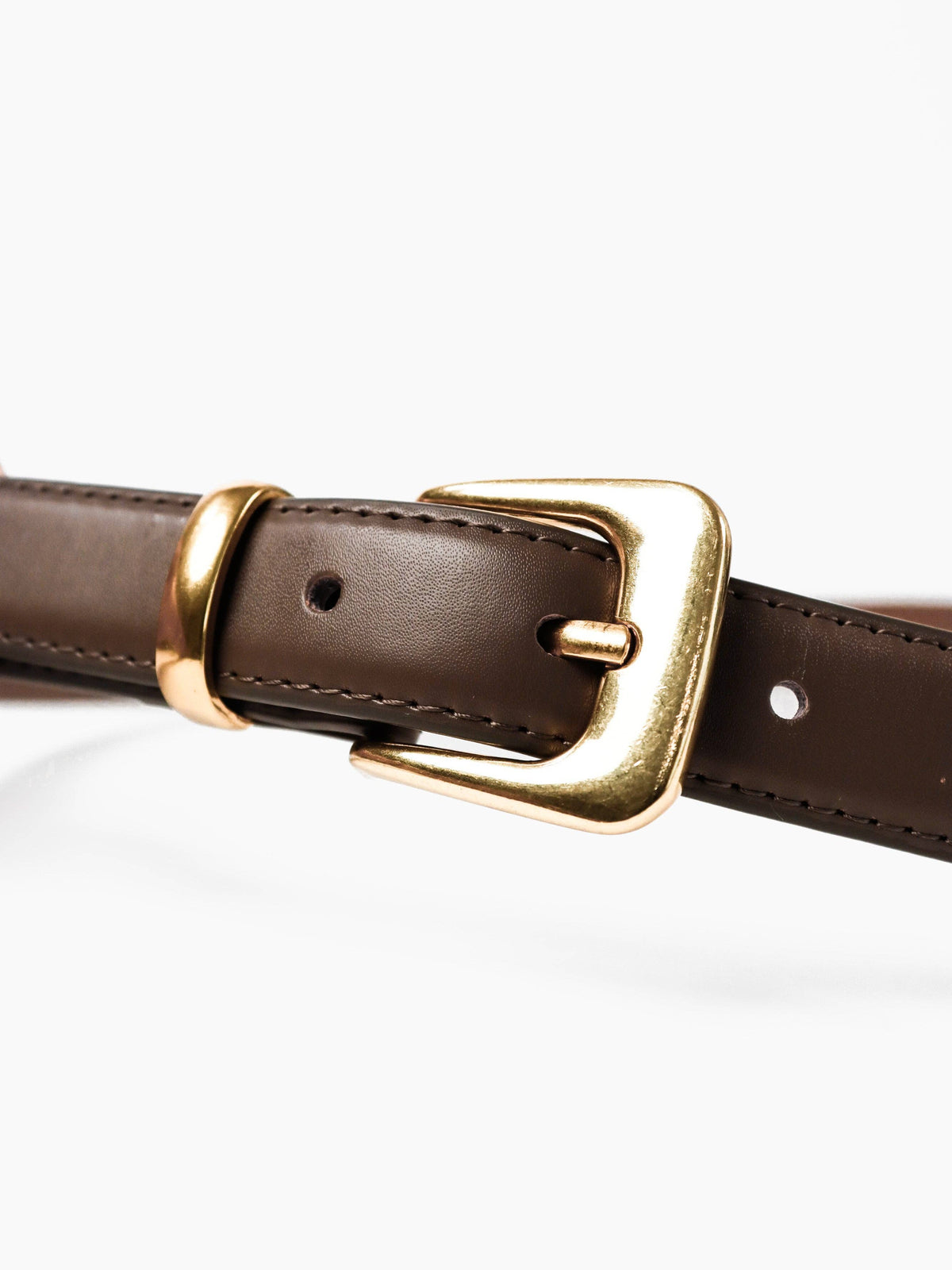 Greta Thin Genuine Leather Belt In Taupe