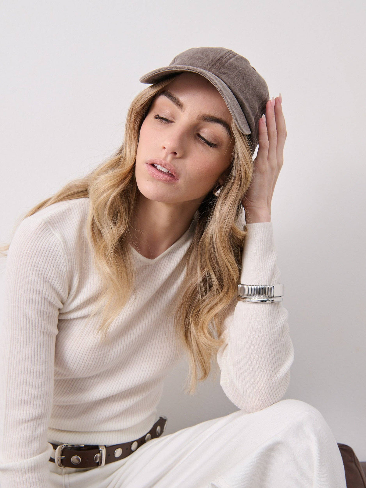Christina Cotton Baseball Cap in Brown